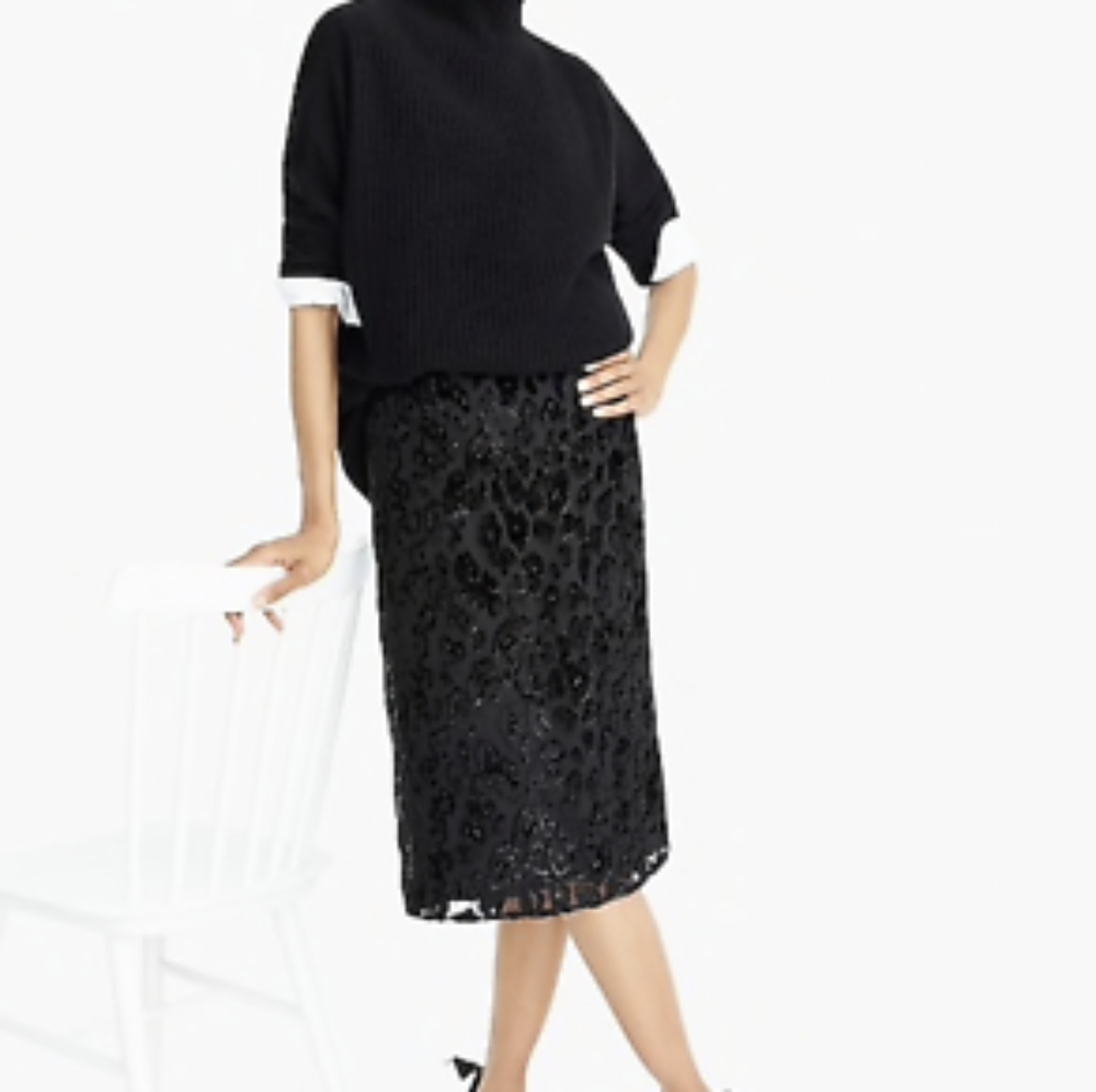 NWT J.Crew Slip skirt in burnout velvet leopard